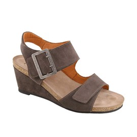 Taos Footwear Women's High Society Dark Grey Suede Sandal 6-6.5 M US
