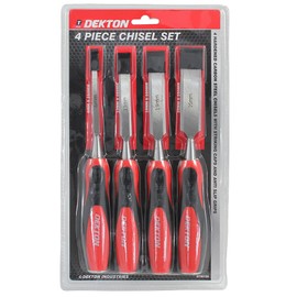 DEKTON DT40125 Chisel Set, Black/Red, Set of 4 Pieces