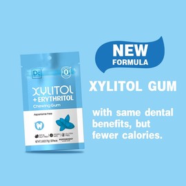 DC24 DAILY CARE Gum, Aspartame Free & Sugar Free Gum, Xylitol Chewing Gum with Erythritol, Low-Calorie, Sugarless, Natural Peppermint, 50 Pieces (Pack of 3)