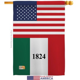 Historic US Alamo Garden House Flags Set Patriotic July Memorial Veteran Independence United State American Small Decorative Gift Yard Banner Made in USA 28 X 40