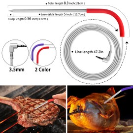 2024-New Upgrade for Traeger Meat Probe, 2-Pack Repalcement for Traeger Thermometer Probe, Waterproof Meat Probe with Holder Clip and Grommets Accessories