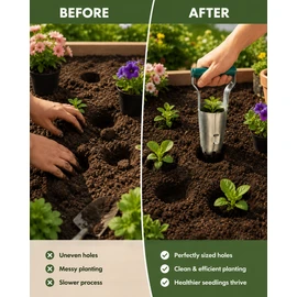 Handheld Bulb Planter for Garden Planting – Soil Release Transplanter with Depth Guide for Flowers, Vegetables and Seedlings