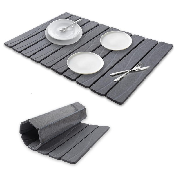 Bmrewax Stone Drying Mats for Kitchen Counter, 24"16" Collapsible Drying