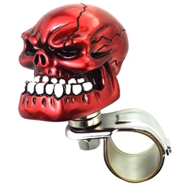 Arenbel Car Turning Assist Grip Handle Skull Steering Wheel Suicide Spinner Booster Knob Fit Most Vehicles Trucks Tractors Boats, Red