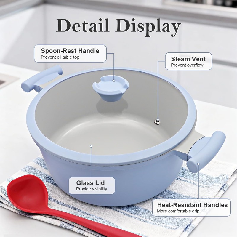 AIKENBBKK 5 Quart Stock Pot with Lid, Non Stick Cooking