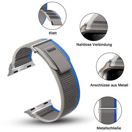 Nepfaivy 2 Pack Ersatzarmband Kompatibel mit Watch Armband 44mm 49mm 45mm 42mm für Damen Herren, Nylon Stoff Klett Verstellbares Sport Band für iWatch Series 8/Ultra/SE/7/6/5/4/3/2/1(M, Type B)