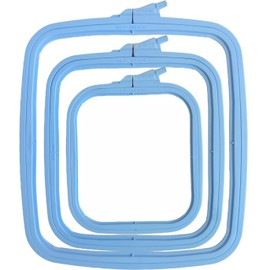 Nurge Blue 3 Pcs Set Plastic Square Embroidery Hoop, Cross Stitch Hoops, Punch Needle Hoop (3 Pcs)