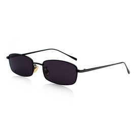 XDGBGFN Classic Vintage Rectangular Sunglasses Retro Slim Metal Frame Sun Glasses for Men and Women, black/grey