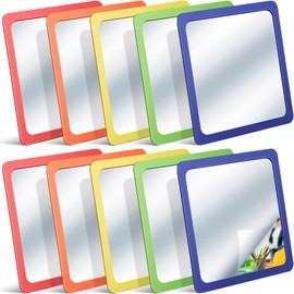 Dandat 10 Pcs Small Mirrors for Kids 6 x 6 Inch Square Shatter Proof Mirror Toddler Mirror Plastic Mirror for Classroom DIY Craft Preschool Facial Expression(Multicolor)