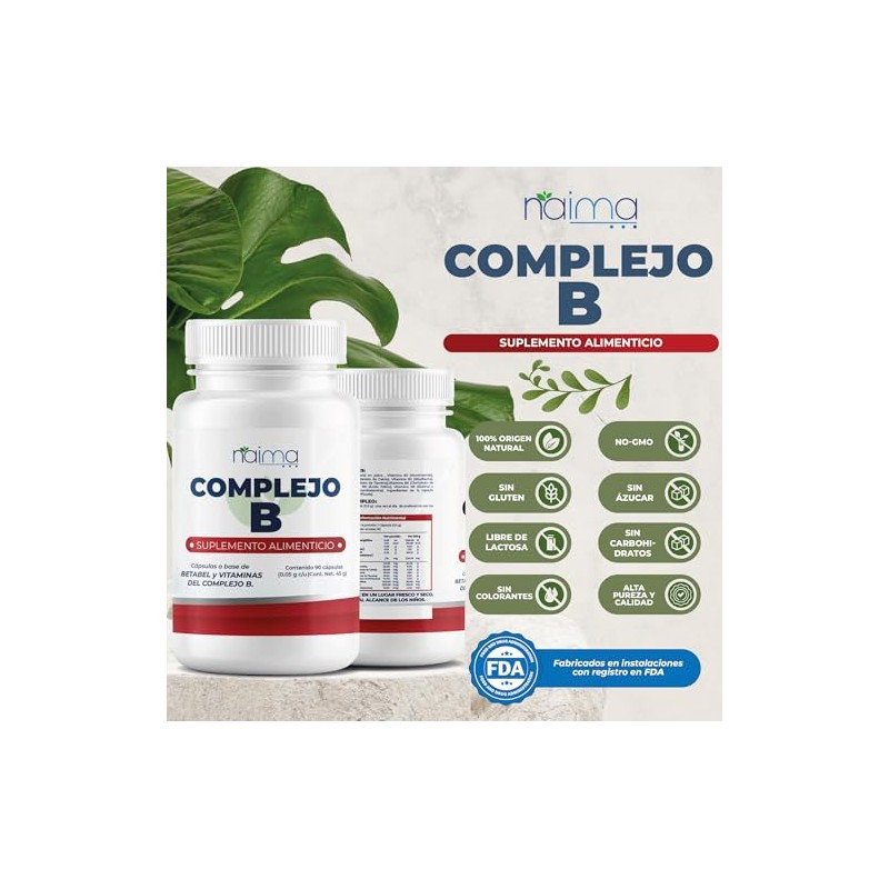Naima Complejo Cápsulas Vitaminas B12 Apoyo Metabolismo Energético Sistema Nervioso