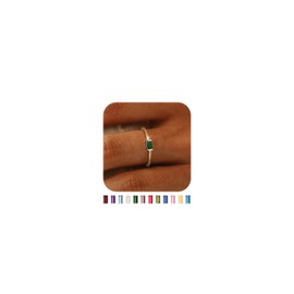 Birthstone Rings for Women Non Tarnish Gold Rings Wedding Promise Rings Dainty Gemstone CZ Rings Birthday Jewelry Gift for Women Size 7