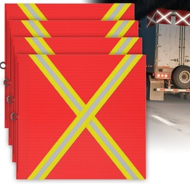 Safety Warning Flags for Truck Trailer, Cross-Reflective Strip18x18 Inch Mesh Flags, Red with Wire Loop, Safety Flag Warning Flag, Warning Safety Flag with Wire Loop