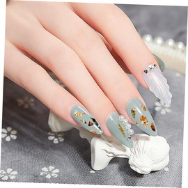 Minkissy Nail Art Practice Hand Kit Gold Foil Ornaments Flakes Gilding Flakes Manicure Accessory for Ladies