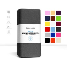 Jacobson jersey fitted sheet, cotton bed sheet, charcoal, 180x200 - 200x200 cm