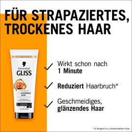 Gliss 1-Minute Intensivkur Total Repair (200 ml), Haarkur mit flüssigem Keratin für trockenes und strapaziertes Haar, schon nach 1 Minute wirksam