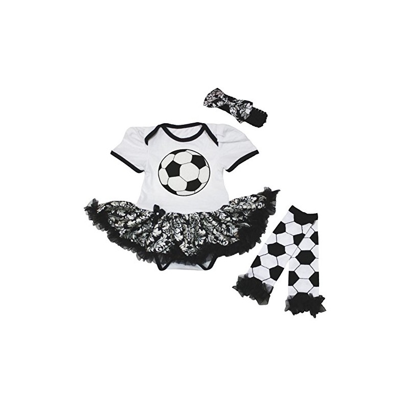 Sport Body de bebé Vestido Impresión De Fútbol Blanco Damasco
