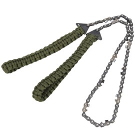 11 Teeth Chain Saw Outdoor Survival Stainless Steel Wire Pocket Chainsaw with Paracord Emergency ToolMilitary Green