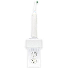Electric Toothbrush Holder | Wall Mount | Compatible with Oral-B Holds 1 Charger, Mounts on Single DuplexOutlet ONLY. (Charger/Brushes NOT Included) | White, OB1-D-SSV