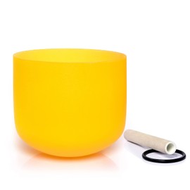 TERRITORY E Note Solar Plexus Chakra Yellow Colored Quartz Frosted Crystal Singing Bowl 8 inch