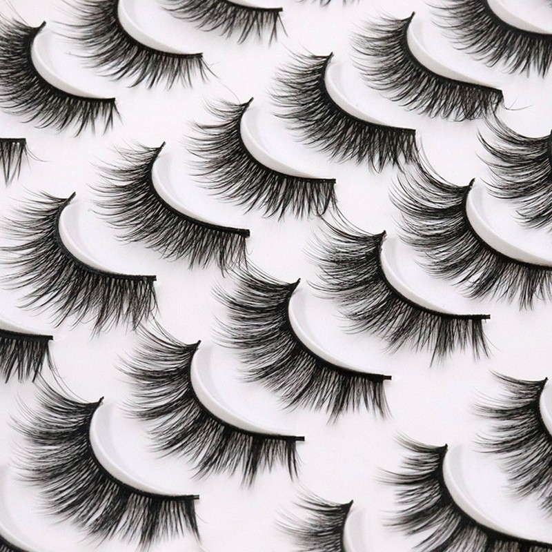20 Pair Natural Eyelashes Fluffy Cross Fibre 3D False Eyelashes
