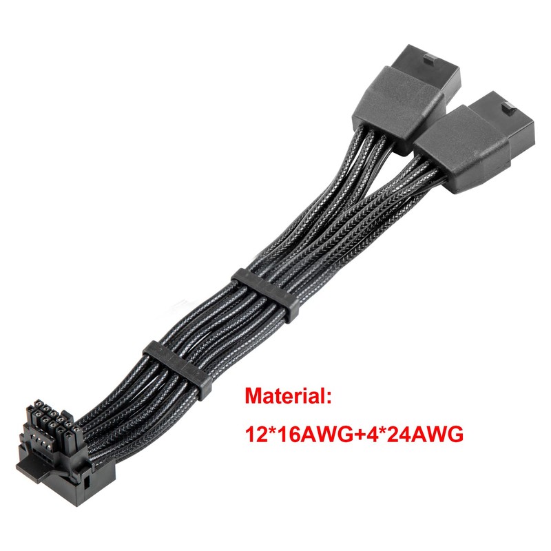 12VHPWR 90 Degree Adapter to 2X 8Pin: 16AWG 16 PIN
