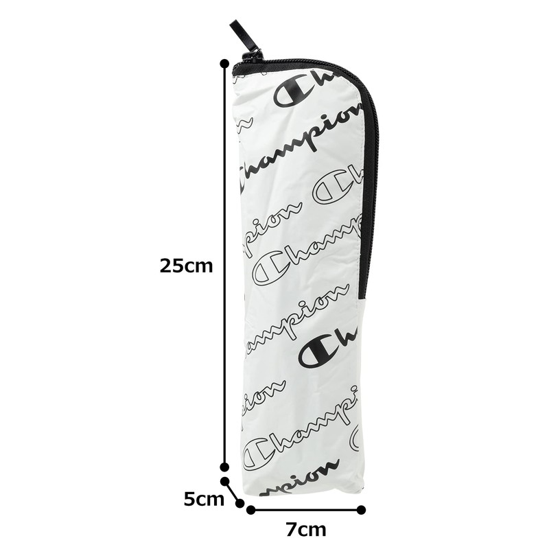 Champion CHU25MN55 Mini Folding Umbrella, Off-White, Logo Pattern, 21.7 inches