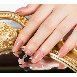 Press on Nails Short ZUMEY Fake Nails Almond Shaped Nails Medium Length Stick On Nails Kit 24Pcs Glossy Acrylic Reusable False Nails for Women and Girls (Bowknot)