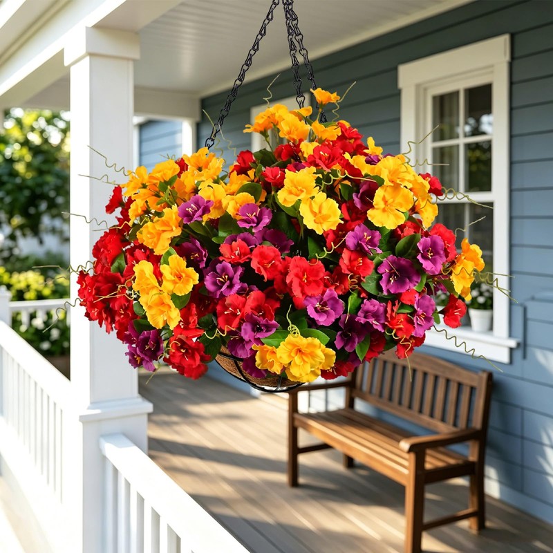 6 Bundles UV Resistant Artificial Geraniums Indoor Outdoor Decor