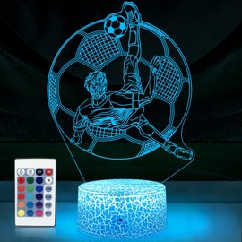 SUPERHONGJIHAO Night Light for Kids 3D Play Football Led Lamp with Remote Control 16 Color Changing Xmas Birthday Gift for Child