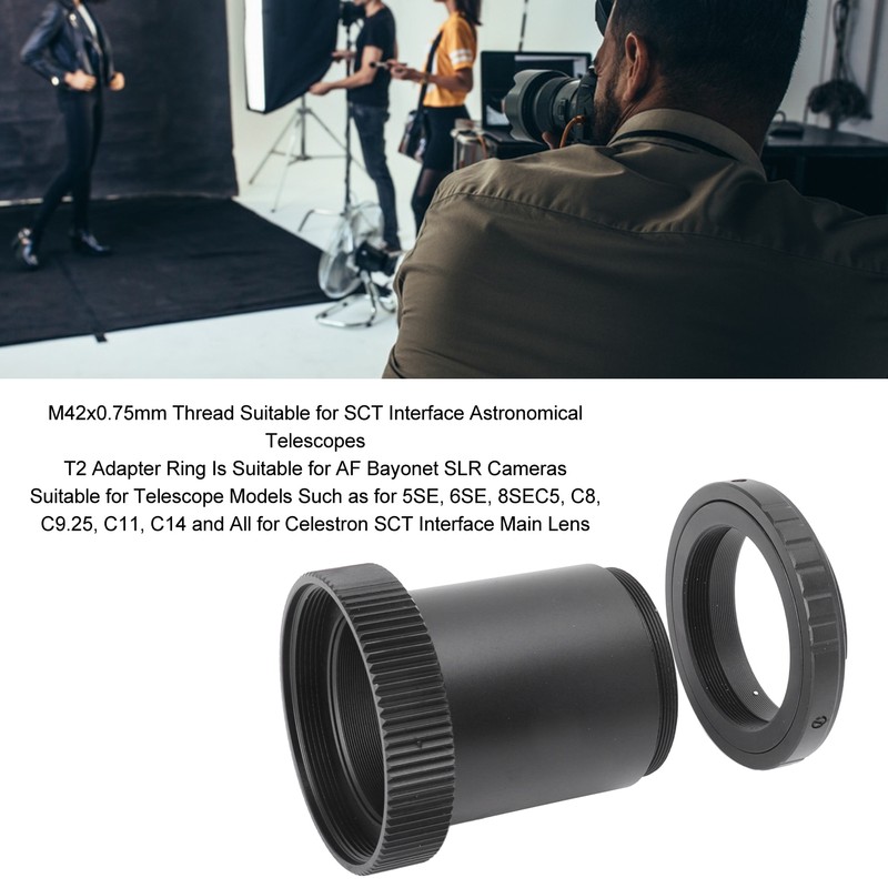Telescope SCT Adapter M42x0.75mm Telescope Camera Adapter T2 Ring Set
