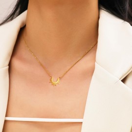 ZAULER 14k Gold Plated Dainty Necklace, Tiny Sunshie Pendant for Women - Simple Everyday Jewelry Gifts