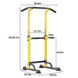 SogesPower Power Tower Dip Station Pull Up Bar for Home Gym Adjustable Height Strength Training Workout Equipment,Yellow