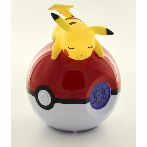 Pokémon- Pikachu Radiowecker mit Beleuchtung, einzigartig, 811354, gelb, 12 x H15 x 11,5 cm (Verpackung kann variieren)