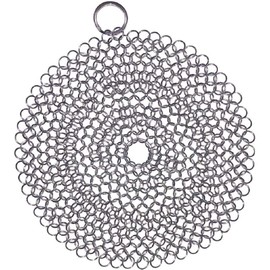 SUJAYU Cast Iron Cleaner, 7 Inch 316L Stainless Steel Chainmail Scrubber for Cast Iron Pan Skillet Dutch Dishes Seasoning Protection Cookware Accessories