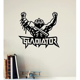 Vinyl Wall Decal Roman Gladiator Warrior Coliseum Ancient Rome World Stickers Mural (ig6396) Black