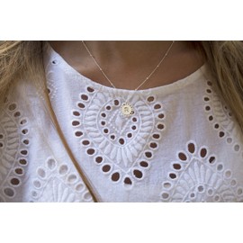 WANDA PLATA Necklace with letter for women, ladies 925 sterling silver, chain pendant letter, pendant initials with 45 cm chain, jewellery gifts, Silver, No Gemstone