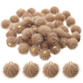 PATIKIL 100pcs Pom Poms Charm, Pompoms Pendants Balls Small Fluffy Tassel Bulk for Crafts Making, Beige
