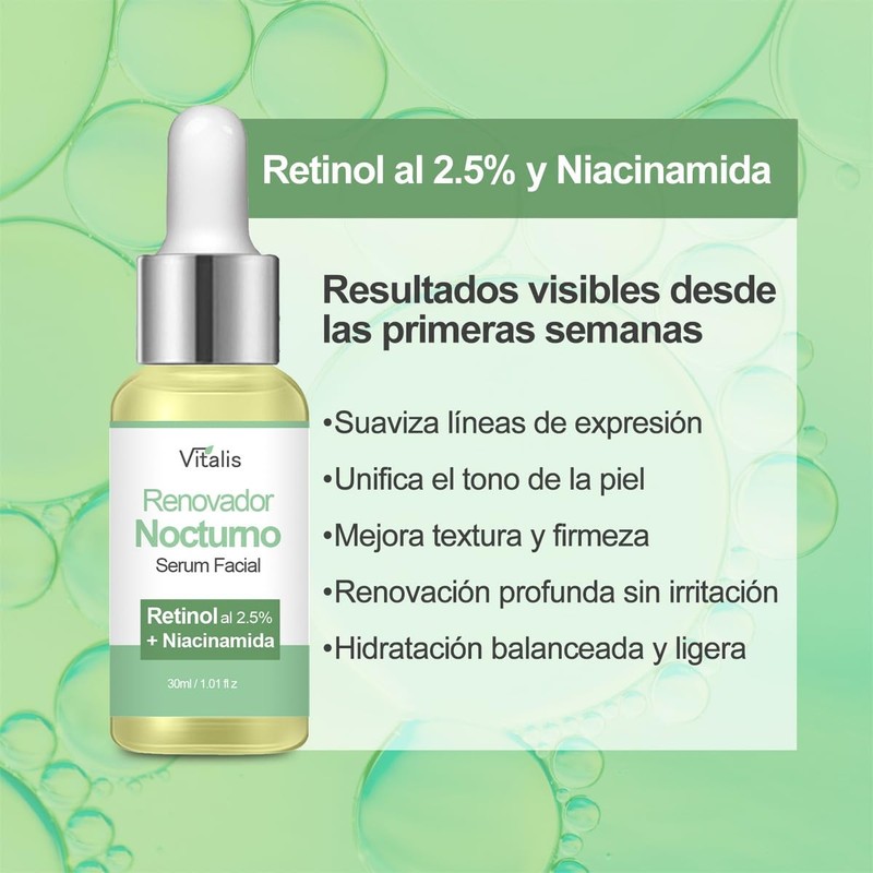 Sérum Retinol Botánico 2.5% + Niacinamida B3 – Anti-edad, Reduce