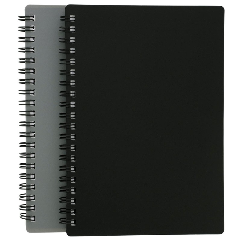 2-Pack Spiral Password Keeper Book with Alphabetical Tabs, Password Notebook  for Internet and Computer Login, Username, Passwords for Home, Office, Gray/ Black (80 Lined Pages, 5x7 in) 
