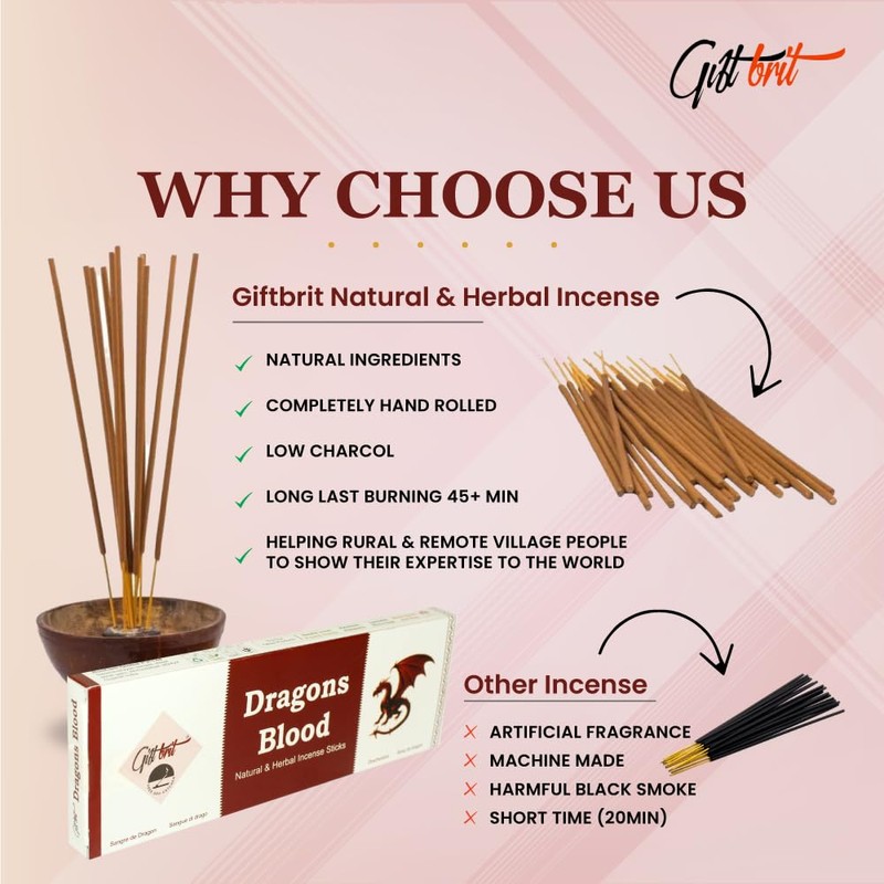 Giftbrit Dragons Blood Natural & Herbal Incense Sticks 100 Sticks