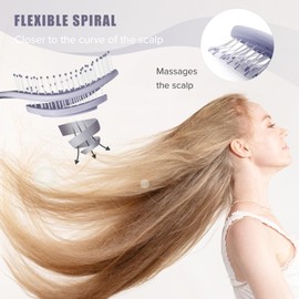 SHINLEA SHINLEA Hair Brush Anti Tangle Detangle, Wet & Dry Head Massaging Spiral Hairbrush for Women, Men, kids, Glide Through Tangles For All Hair Types (Purple)