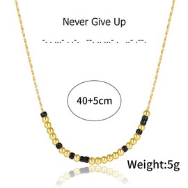 INENIMARTJ Morse Code Necklaces for Women 18k Gold Plated Barque Chain Necklace Morse Code Jewelry Inspirational Jewelry for Her (Never Give Up)