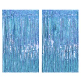 Drucilla Tinsel Curtain, Pack of 2 Glitter Foils Fringe Tinsel Curtains, Glitter Tinsel Curtain for Party, Birthday, Wedding, Happy Birthday Decoration, 1 m x 2 m, Sky Blue