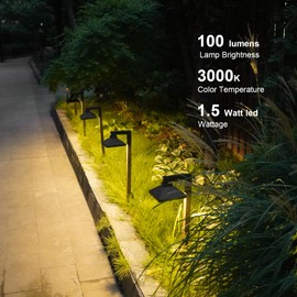 GOODSMANN Low Voltage Landscape Lights 2PK Landscape Lighting 1.5W LED 100 Lumen 12V AC Walkway Lights Wired Warm White with Cable Connectors Metal Stakes Compatible with Landscape Transformer