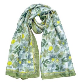 Acotavie Scarfs for Women Fashion Scarves Long Floral Pattern Scarf Headscarf Lightweight Sunscreen Shawls (Green Yellow)