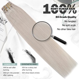 Moresoo Real Hair Clip-In Extensions, Real Hair, 50 cm Hair Extensions, Real Hair, Clip-in, Blonde Double Wefts, #60A, 120g, 7 Pieces