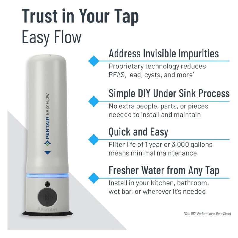 Pentair FreshPoint Easy Flow Under Sink Water Filtration System, PFAS