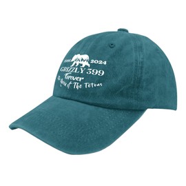 Grizzly 399 Forever The Queen of The Tetons 1996-2024 Hat Funny Grizzly 399 Hatbaseball Cap Hunting Hat Cyan Blue