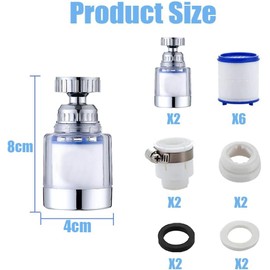 Slzhds Filtro de Agua para Lavabo de Baño, 2 Filtro de Agua para Llave de Lavabo con 6 Elementos Filtrantes, 360 Grados de Filtros de Llave Giratorio, Filtro de Agua para Fregadero de Baño (plata)