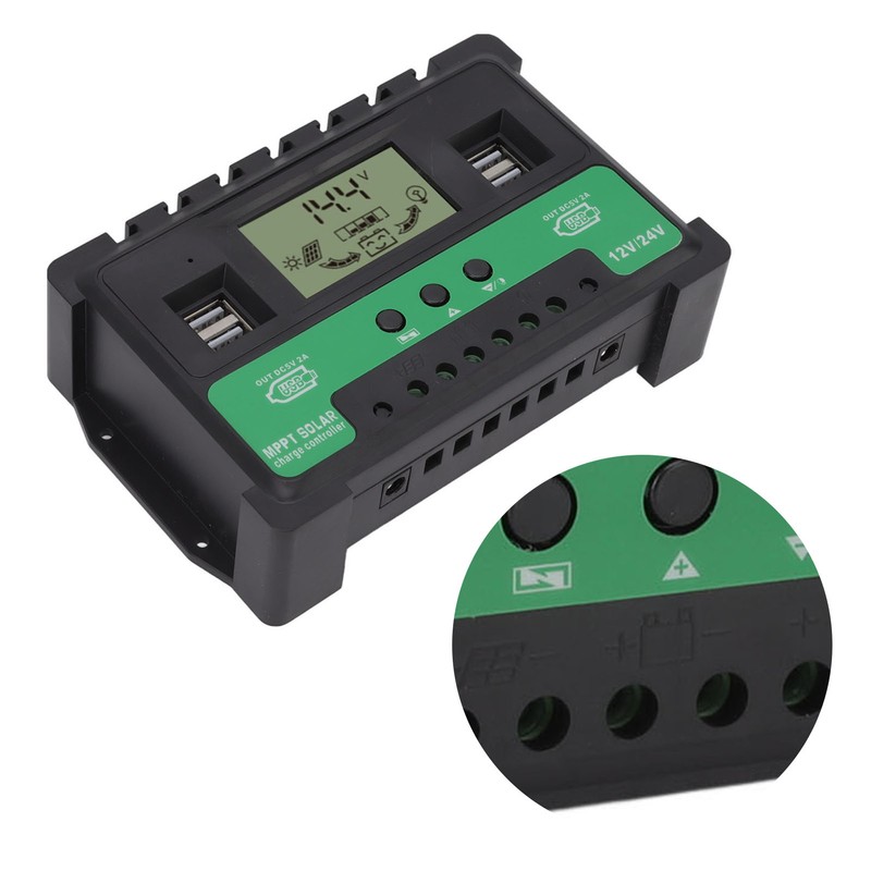 Solar Controller 12V 24V Charge Discharge PV Regulator LCD Display